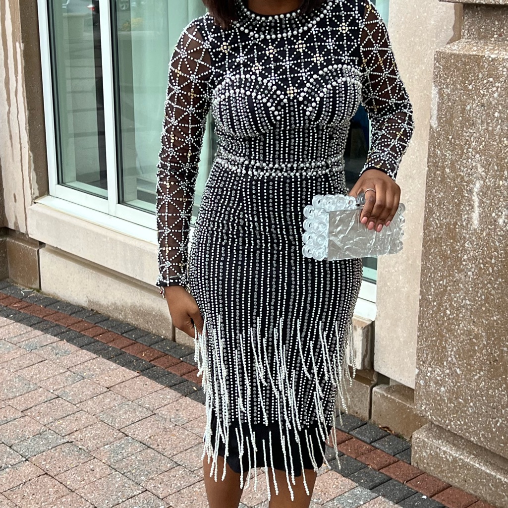 Asos Design Long Sleeve Embellished Midi Dress
